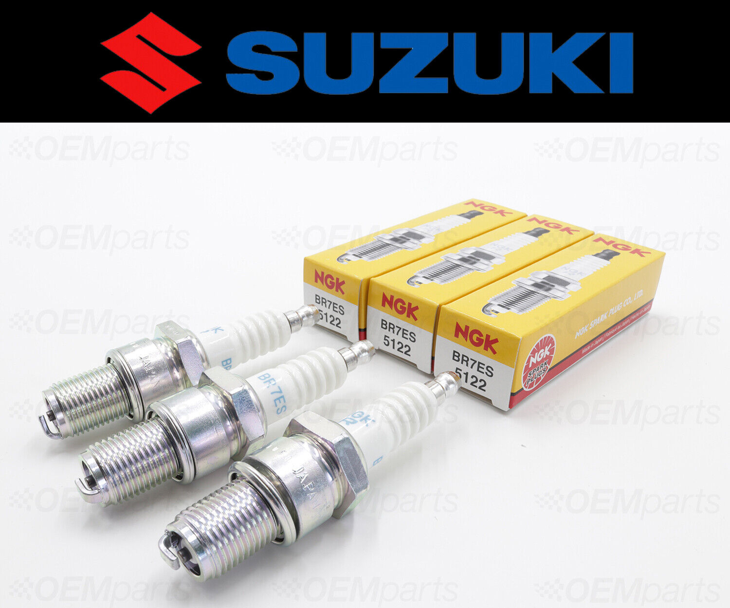 Set of 3 NGK BR7ES Spark Plugs Suzuki See Fitment Chart #09482-00117