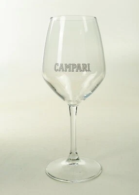 Campari Aperitif Spritz Kristallglas mit Stiel weiße Schrift grau gerahmt 0118 - Bild 1 von 3