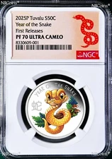 2025 PROOF Silver Lunar Year of the SNAKE Baby NGC PF 70 1/2oz Coin FR