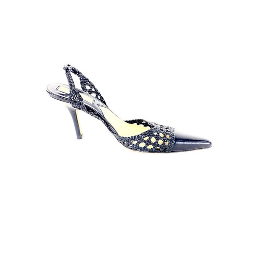 Michael Kors Collection Black Woven Leather Slingback Heels Size 6 M - Afbeelding 9 van 12
