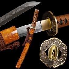 20'' Tanto Japanese Samurai Katana Sword Clay Tempered L6 Steel Real Hamon