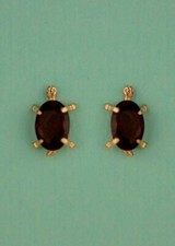 14k Yellow Gold Turtle Birthstone Stud Earring