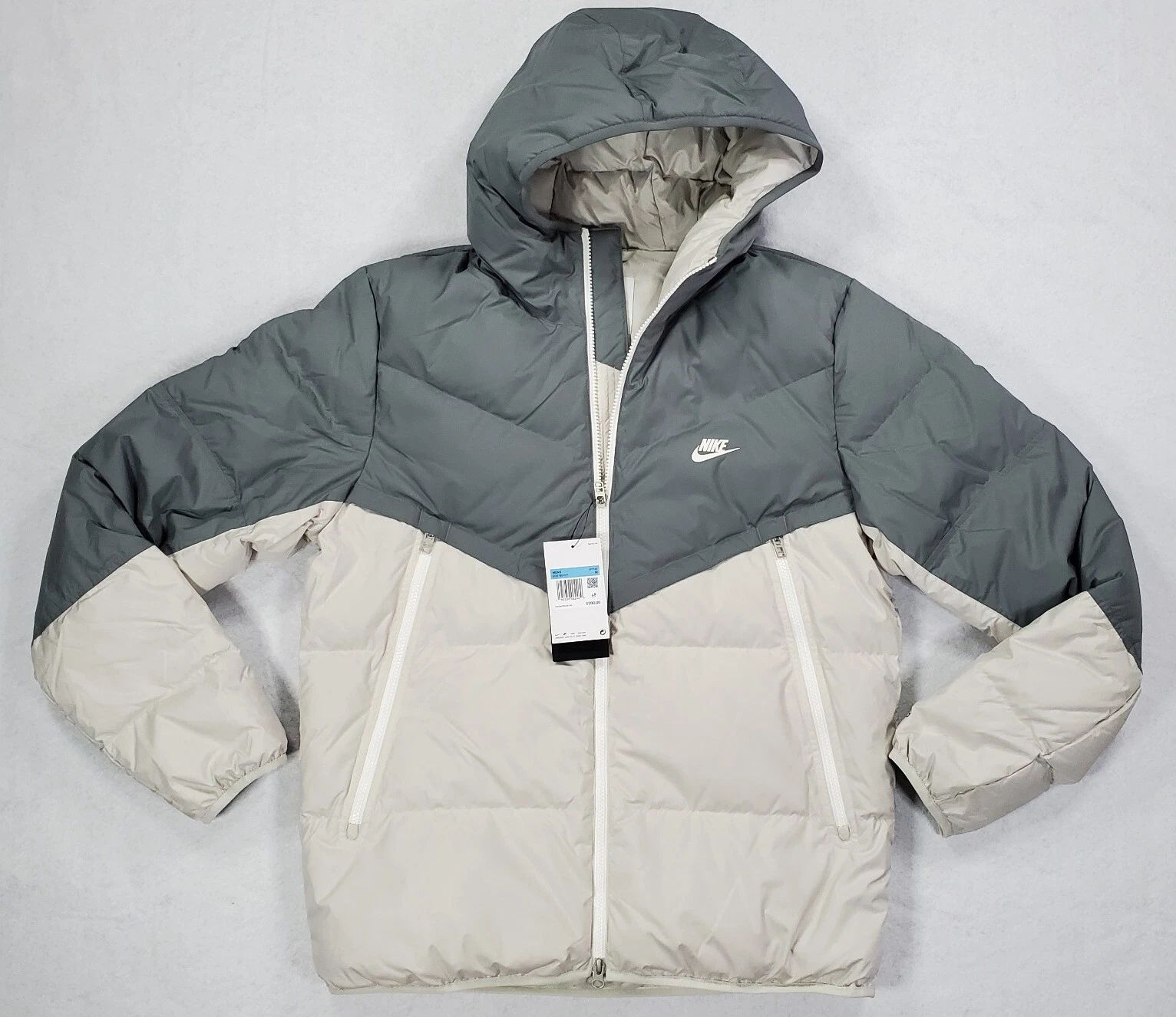 Nike Mens Sz Medium Storm-FIT Windrunner Parka Jacket Down White Gray DD6795-077