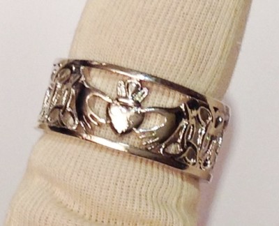 breiter Ehering 925 Silber Punze Schmuck Stil Hand Herz Liebe Gr.54