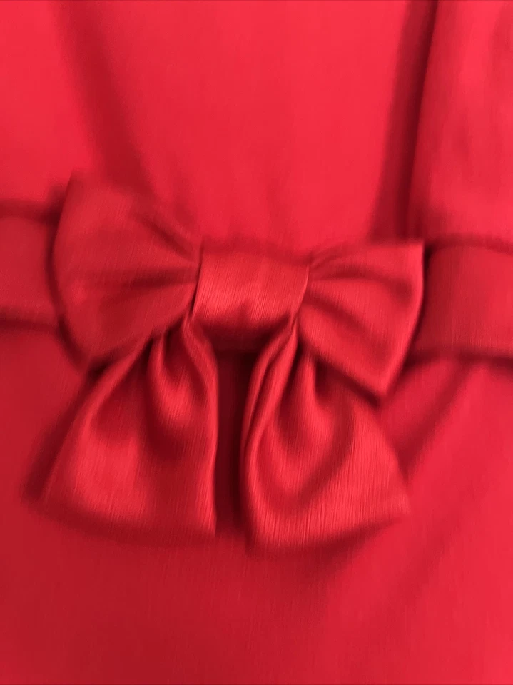 Vintage Red Cocktail Party Sleeveless Dress With Bow And Fringes Size Small - Image 3 of 4