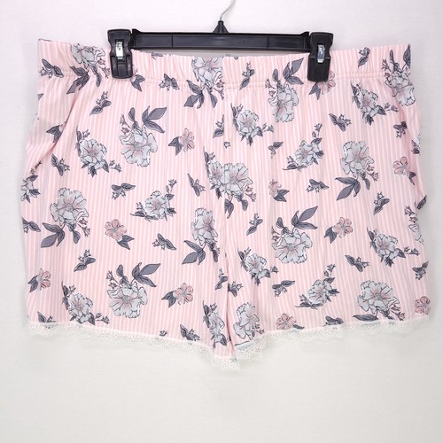 Be Yourself Schlafshorts Damen 2X rosa Blumenmuster super weich bequem Spitzensaum - Bild 2 von 10