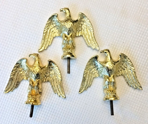 Lot of 3 Vintage Gold-tone Metal Eagle Trophy Toppers 4.75" W X 5" H