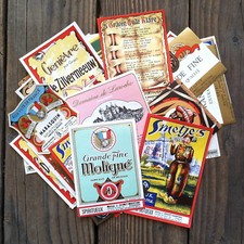 100 Vintage Original FRENCH WINE LABEL COLLECTION 1920s-40s Bottle Labels LOT