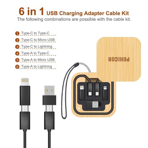 Multi USB Charging Adapter Cable Kit for Travel Fast Charging and Data Transf... - Zdjęcie 6 z 7