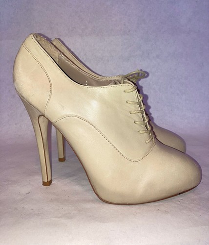 ALDO LADIES BEIGE LEATHER LACE UP STILETTO HEEL SHOES UK 5 EUR 38 BT017 - Picture 2 of 8