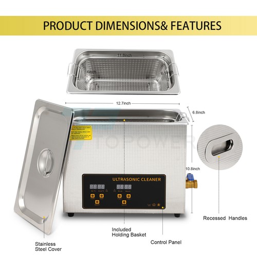 Ultrasonic Cleaner 300W Heated Parts Cleaner 6L for Small Carburetors