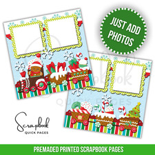Christmas Scrapbook Gingerbread Train PRINTED Premade Scrapbook Quick Pages 101