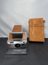 Vintage Polaroid SX-70 Land Camera Folding Chrome Brown Leather Case