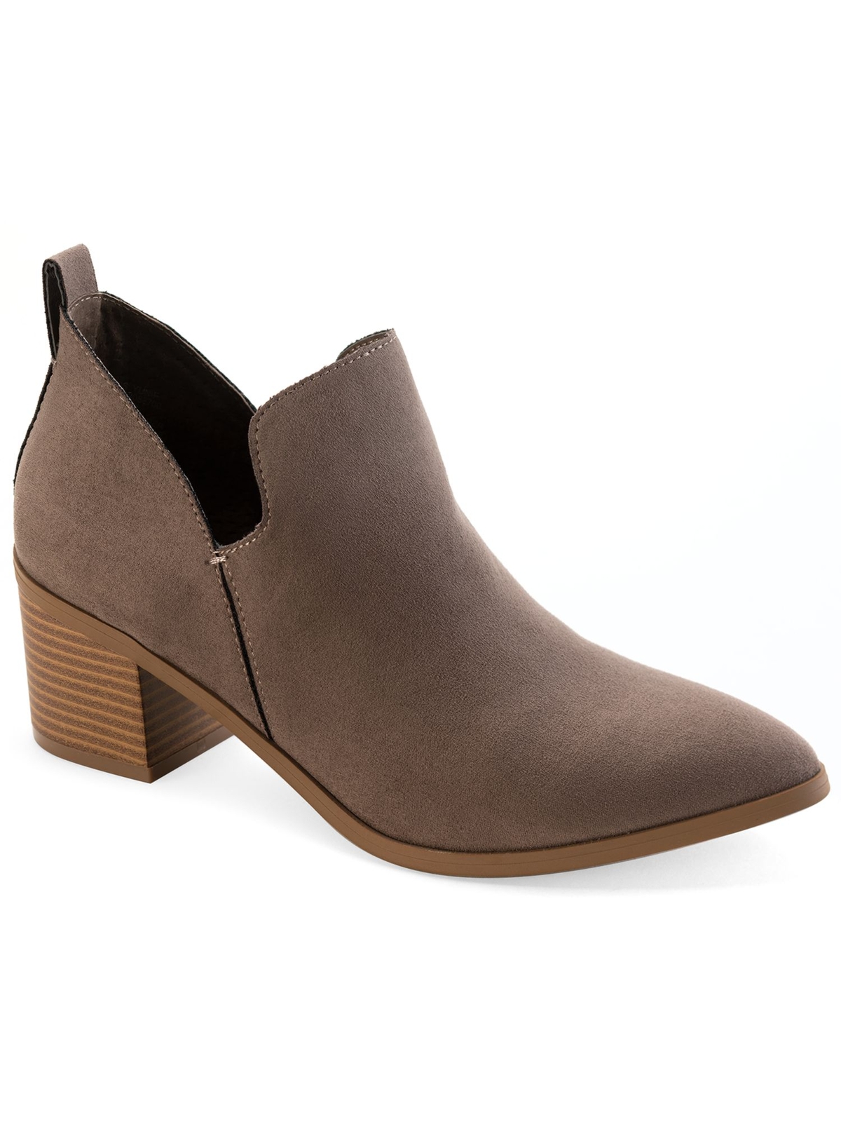 SUN STONE Womens Gray Western-Cutouts Yuni Almond Toe Block Heel Booties 8 M