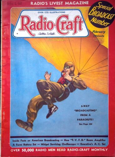 2-WAY "BROADCASTING" FROM PARACHUTE ! - RADIO-CRAFT MAGAZINE, FEB., 1937 - Afbeelding 1 van 6