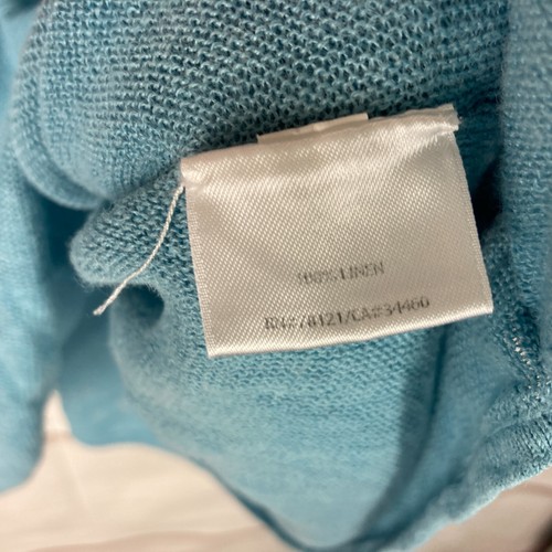 Eileen Fisher Sweater Womens M Blue Linen Poncho Pullover Boat Neck Lightweight - Picture 5 of 7