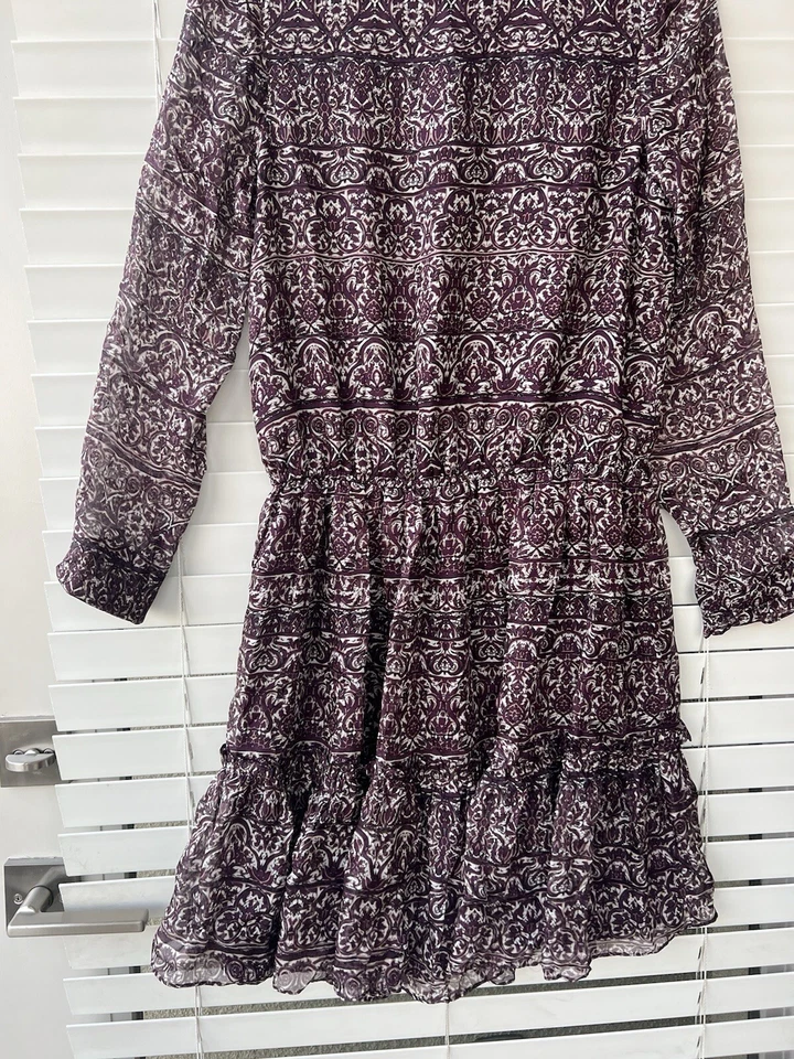 Shoshanna Bonne Floral Keyhole Shirred Silk Chiffon Floral Print Boho Dress Sz 6 - Image 4 of 4