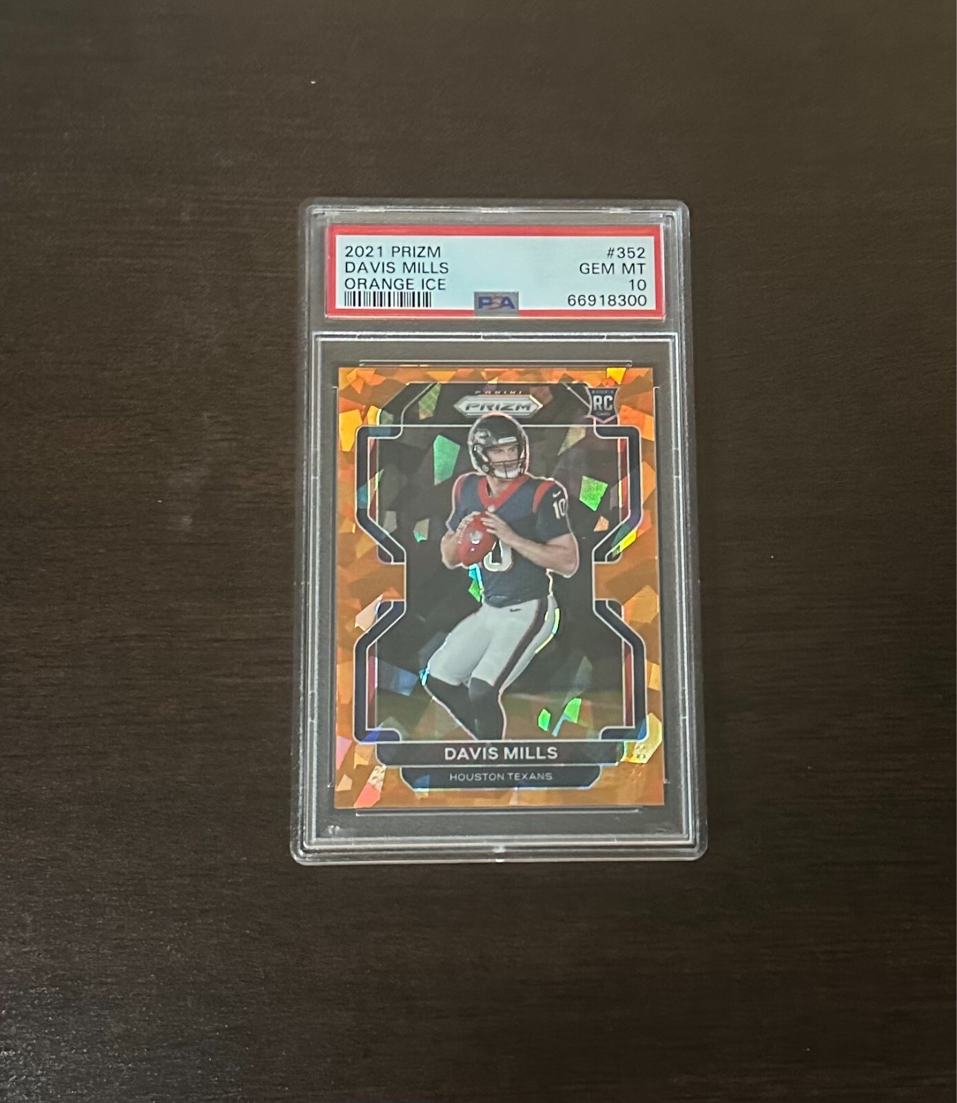 Davis Mills 2021 Panini Prizm #352 Orange Ice PSA 10 LOW POP RC Texans GEM MINT