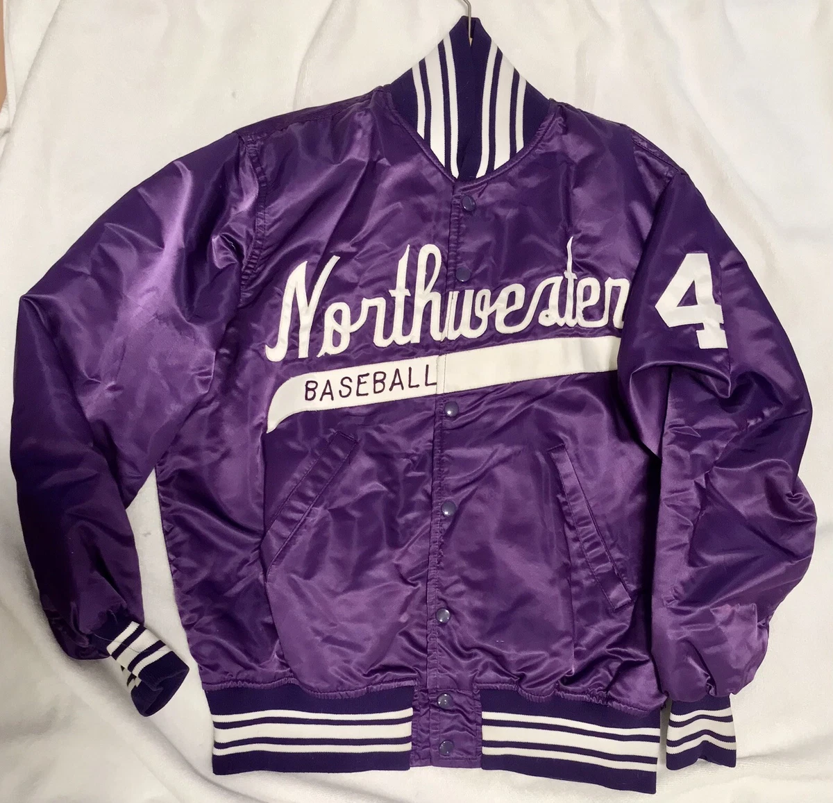 Northwestern University Team Issued Satin Baseball Jacket Used XL 44