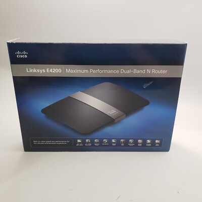 Linksys E4200 450 Mbps 4-Port Dual-Band Gigabit Router w Power Cord and Ethernet
