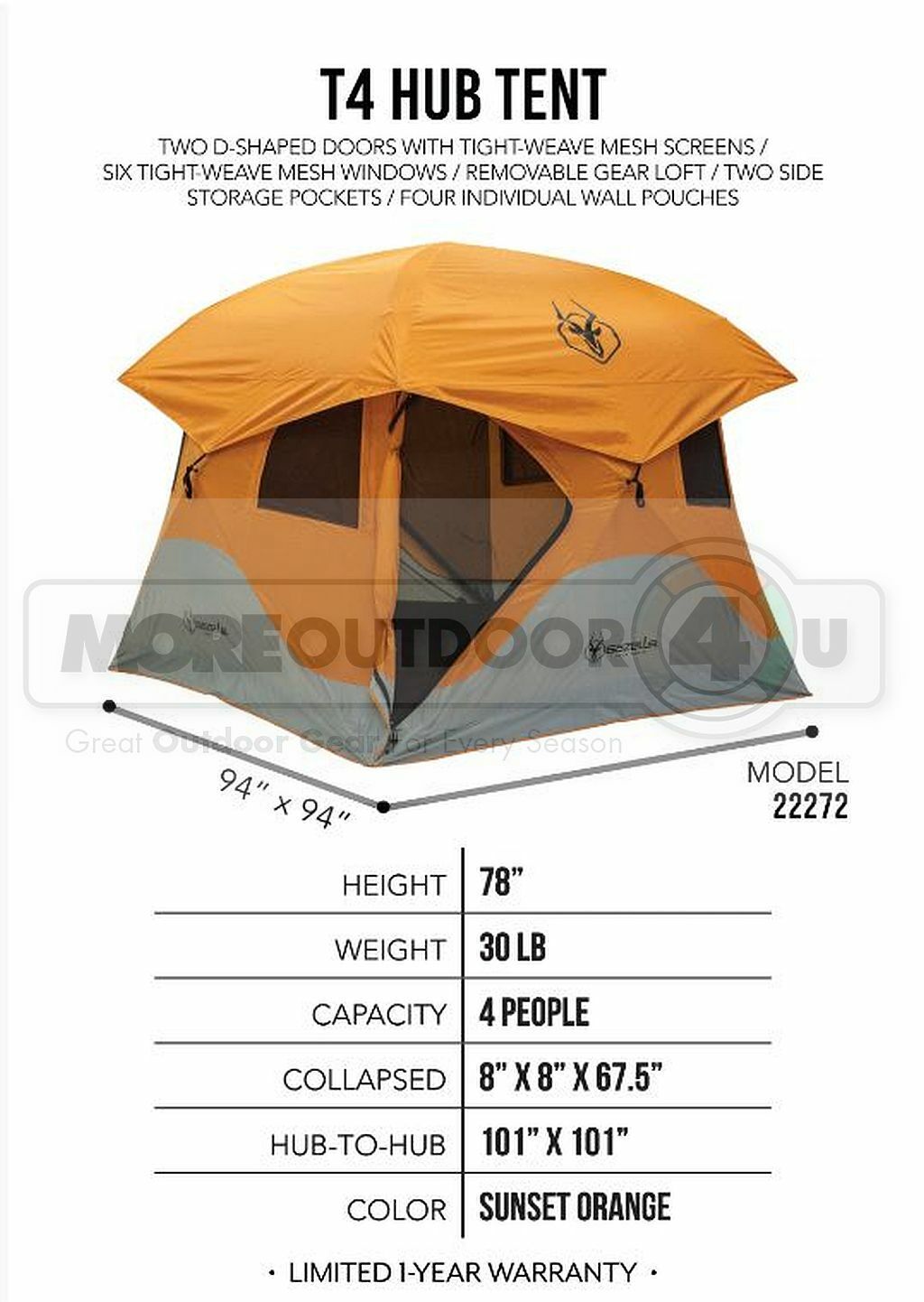 22272 NEW  Gazelle T4 Tent Rainfly Carry Bag Camping RV Park Campground Tent