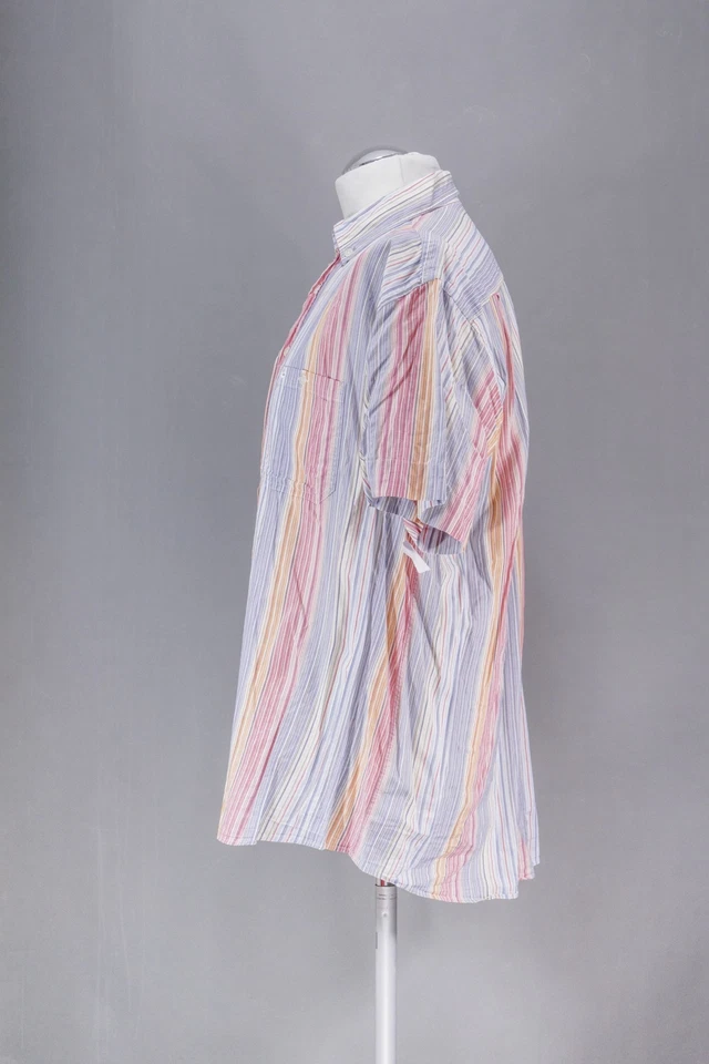 Camel Active Casual Shirt XL Pink Orange Stripes Short Sleeve Button-Down B1093 - Image 4 of 4