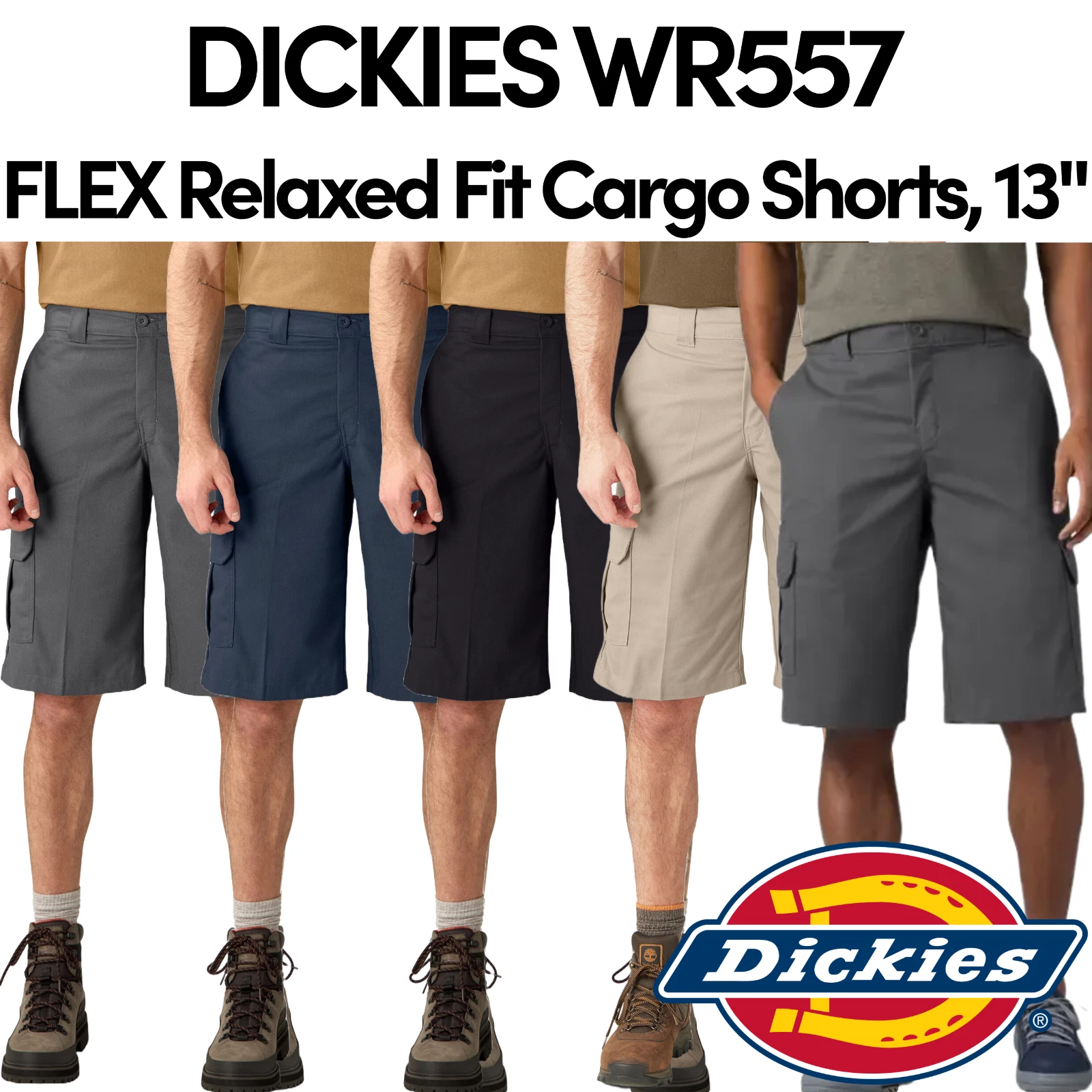 NEW Dickies WR557 Men's Relaxed Fit Cargo Shorts, 13" Multiple Colors & Sizes