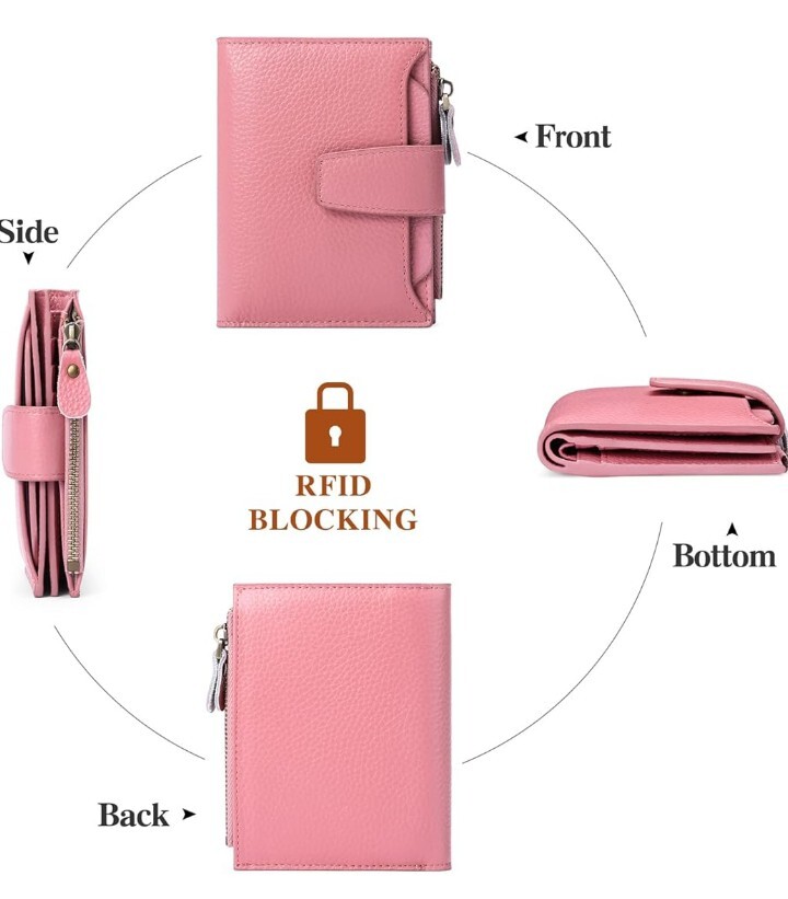 Portafoglio Donna Rosa In PU - Piccolo, Con RFID Blocker, Scomparti Carte E Monete - Foto 3