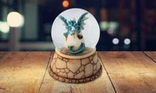Blue Baby Dragon Hatching From Egg Snow Globe 3.75"H Home Decor Unique Gift