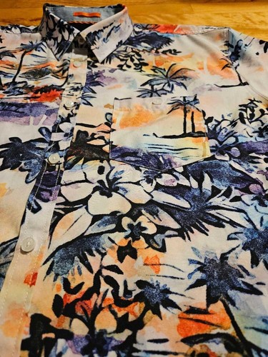 Men Point Zero casual button-down tropical Traveler Vacation Summer Resort Beach - Picture 2 of 7