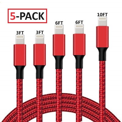 5 Pack Fast Charger USB Cable For iPhone 6 7 8Plus iPhone XR Xs Max 12 13 14 Pro