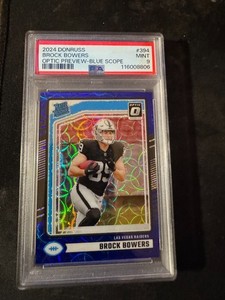 2024 Donruss Optic Brock Bowers #394 Optic Preview Blue Scope RC PSA 9 MINT