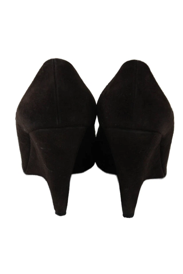 Miu Miu Womens Leather Round Toe Slip On Wedge Heels Pumps Brown Size 38 8 - Image 3 of 4