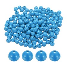 300pcs 12mm Sky Blue Round Wood Beads 3.3mm Large Hole for Jewelry Making