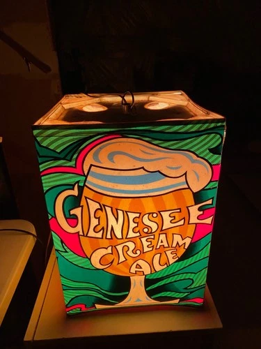 Vintage Psychedelic Beer Light Lamp Sign Genesee Cream Ale 5 Sided Graphics