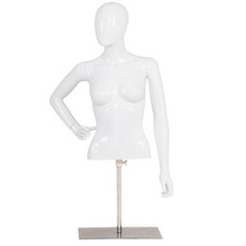 Female Mannequin Realistic Torso Half Body Head Turn Dress Form Display w/Base