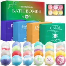 Bath Bombs Set, 24 Pcs Shower Bombs with 6 Refreshing Scents, Perfe... Fast Ship