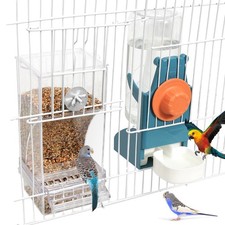 No Mess Bird Feeder Water Dispenser Set, Automatic Parrot Feeder Drinker Cage...
