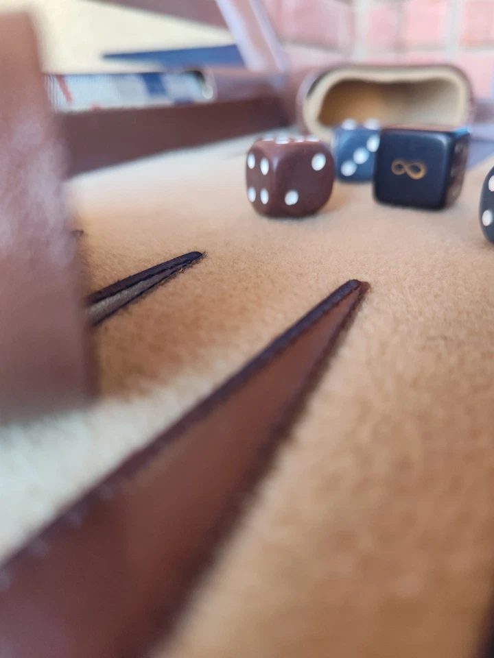 ARIES of Beverly Hill BACKGAMMON Navy & Brown Felt Rare Vtg MCM 70s Grannycore  - Image 3 of 4