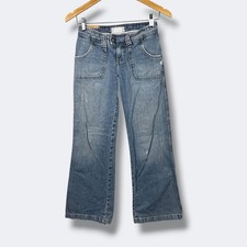 Vintage Abercrombie Fitch Denim Jeans Girls 12 Medium Wash Wide Leg Distressed