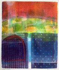 Red Moor Monoprint Original Signed Impressionistic Landscape