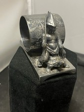 Rare Antiq Middletown Plate Silverplate Napkin Band Ring Elf Boy Riding Turtle 