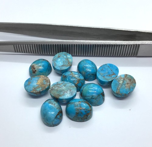 Oval Flat Back Blue Copper Turquoise AAA Loose Gemstone For Assorted Jewelry - Picture 17 of 21