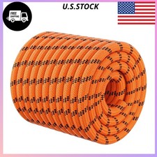 3/4in x 120ft Double Braided Arborist Rigging Rope Heavy Duty Polyester Orange