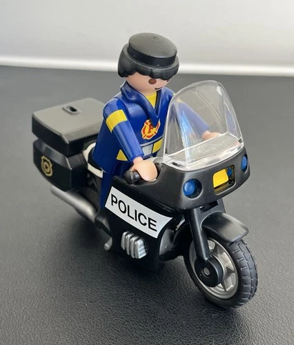 Vintage 1997 Playmobil Police Motorcycle Officer Toy Figure Vehicle