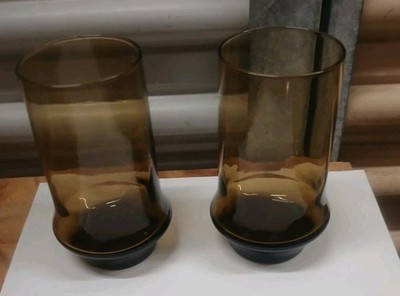 Vintage Set of 4 Libbey Tawny Accent Smoky Brown Beverage Glasses 12 oz.