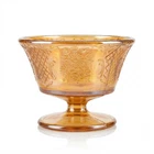 Federal Glass Normandie Iridescent Marigold Bouquet Sherbert Dish 1930s