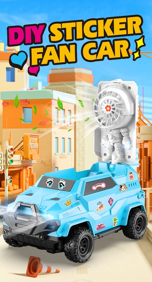 1:24 Fan Car 2.4GHz 4CH RC Car 10KM/H 30M Fan Car 2in1 Kid Toys with DIY Sticker - Image 2 of 4