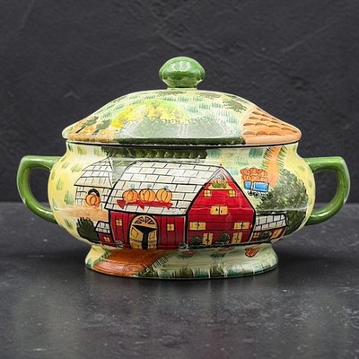 Vintage WCL Harvest Farm Barn Covered Soup Tureen Pumpkin Fall Decor