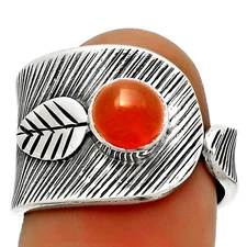 Adjustable - Natural Carnelian 925 Sterling Silver Ring s.6.5 Jewelry R-1319